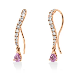 Ohrhänger aus 750 Rotgold 2 Saphire 0,43ct pink 22 Brillanten 0,42ct TW-VSI/SI