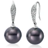 Ohrhänger aus 750 Weißgold 2 Tahiti-Perlen 10,5mm 24 Brillanten 0,16ct W-SI