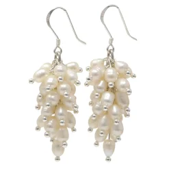 Ohrhänger in Traubenform aus echten Perlen & 925 Silber weiß Ohrringe Ohrschmuck