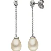 Ohrhänger mit Süßwasserperlen & Zirkonia weiß 925 Silber Ohrringe 38,1x7,8mm