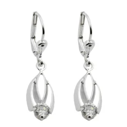 Ohrhänger 30mm Ohrringe Brisur aus echtem 925 Silber mit Zirkonia weiß für Damen