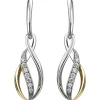 Ohrhänger 9,8x34,1mm aus 925 Silber bicolor vergoldet mit 14 Zirkonia Ohrringe