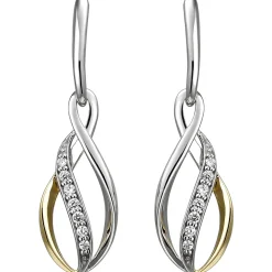 Ohrhänger 9,8x34,1mm aus 925 Silber bicolor vergoldet mit 14 Zirkonia Ohrringe