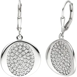 Ohrhänger 18,3x35,4mm aus 925 Silber mit 110 Zirkonia Ohrringe Boutons gewellt