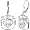 Ohrhänger 16,8x34mm aus 925 Silber 6 Zirkonia Ohrringe Boutons rhodiniert