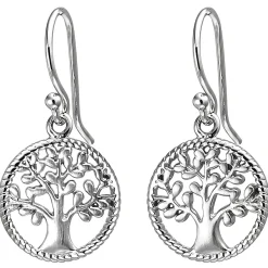 Ohrhänger 11,6x22,4mm Baum aus 925 Silber Ohrringe Ohrhaken teilmattiert