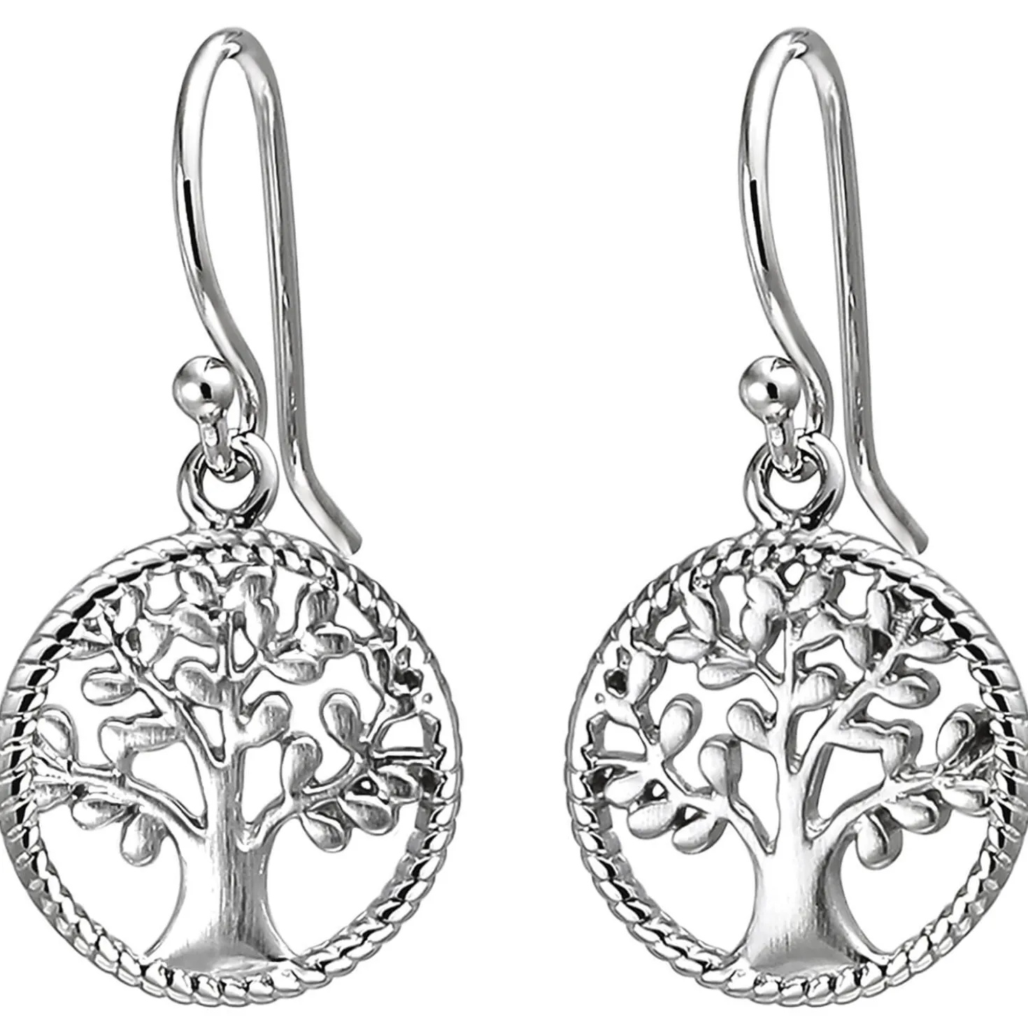 Ohrhänger 11,6x22,4mm Baum aus 925 Silber Ohrringe Ohrhaken teilmattiert