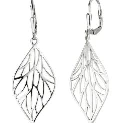 Ohrhänger 17,5x50mm Blatt Silhouette Ohrringe Boutons Ohrschmuck aus 925 Silber