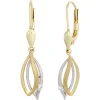 Ohrhänger 6,6x30,3mm Boutons Diamanten 0.04Ct 585 Gelbgold Weißgold