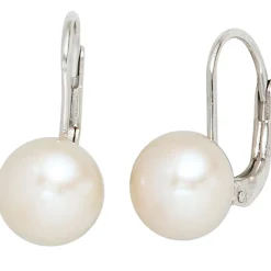 Ohrhänger 9x15,7mm Boutons mit Perlen Süßwasser Zuchtperlen weiß & 925 Silber