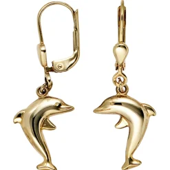 Ohrhänger 11,6x32,1mm Boutons springende Delphine Delfine aus 333 Gelbgold