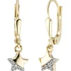 Ohrhänger 6x20,3mm Brisur Stern Sterne mit Zirkonia 375 Gold Gelbgold ohrringe