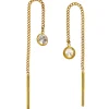 Ohrhänger 4,2x55,5mm Durchzieher Ohrringe mit Zirkonia weiß 333 Gold Gelbgold
