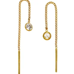 Ohrhänger 4,2x55,5mm Durchzieher Ohrringe mit Zirkonia weiß 333 Gold Gelbgold