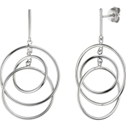 Ohrhänger 25,2x46,1mm Hängerstecker 3 dünne Ringe aus 925 Silber Ohrringe