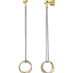 Ohrhänger 11,7x66,6mm Hängerstecker Ringe auf Kettchen 925 Silber gelbvergoldet