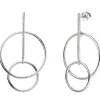 Ohrhänger 29,8x50mm Kreise mit Stab 42 Zirkonia weiß 925 Silber Ohrringe