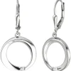 Ohrhänger 16,6x32,8mm Kreise 925 Silber mit 2 Zirkonia Boutons Ohrringe glänzend