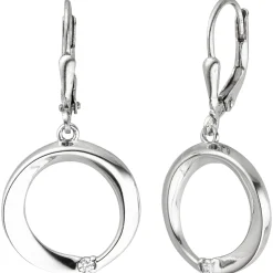 Ohrhänger 16,6x32,8mm Kreise 925 Silber mit 2 Zirkonia Boutons Ohrringe glänzend