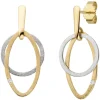 Ohrhänger 13,4x28,4mm Kreis & Oval 585 Gold gelb/weiß mit Diamanten 0,04 Ct