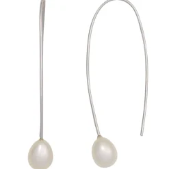 Ohrhänger 8x56,3mm Ohrhaken mit Süßwasser Zuchtperlen 925 Silber glänzend