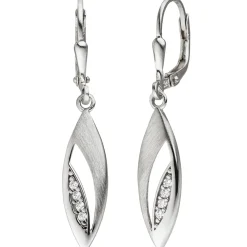 Ohrhänger 6,9x38,5mm Ohrringe Boutons Brisur Zirkonia spitzoval 925 Silber