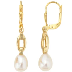 Ohrhänger 6,1x32,5mm Ohrringe Boutons mit Perlen 333 Gold Gelbgold