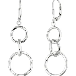 Ohrhänger 16,9x51mm Ohrringe Boutons 3 verkettete Ringe 925 Silber Damen
