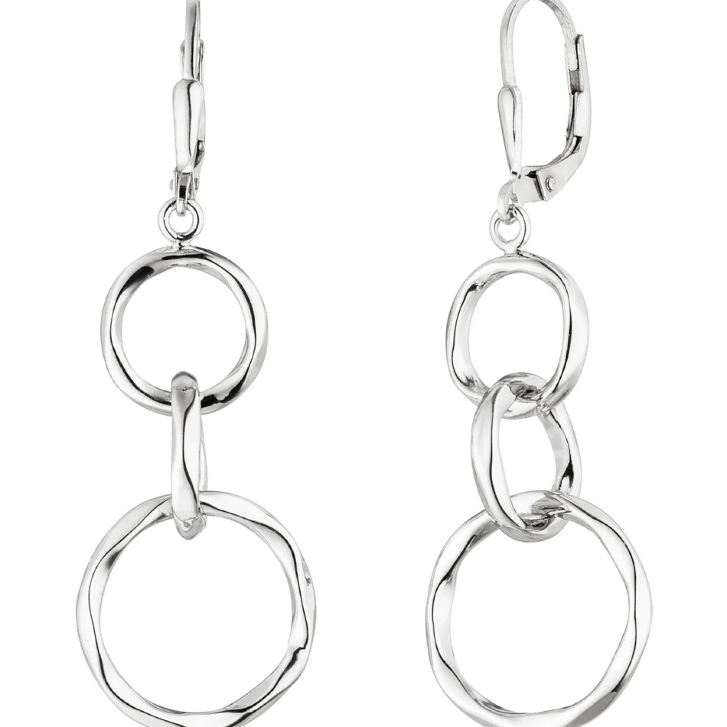 Ohrhänger 16,9x51mm Ohrringe Boutons 3 verkettete Ringe 925 Silber Damen