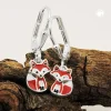 -Ohrhänger 22x6mm Ohrringe Brisur Fuchs Füchschen rot-weiß-schwarz 925 Silber