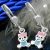 Ohrhänger 24x6mm Ohrringe Brisur pink-hellblau 925 Silber für Kids Kinder