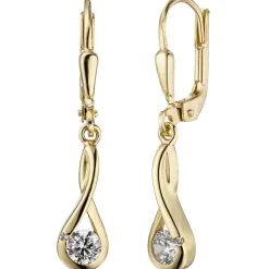 Ohrhänger 5,3x28,2mm Ohrringe Brisur weiße Zirkonia 333 Gold Gelbgold Damen