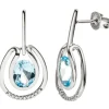 Ohrhänger 12,8x24,1mm Ohrringe 18 Diamanten 0.07Ct Blautopas 585 Weißgold