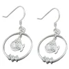 Ohrhänger 37x18mm Ohrringe Fisch Fische im Ring mit Zirkonia 925 Silber Damen
