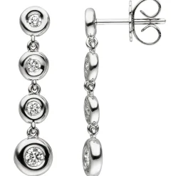Ohrhänger 5,8x24,5mm Ohrringe mit 8 Diamanten 0.34Ct W/SI 585 Gold Weißgold