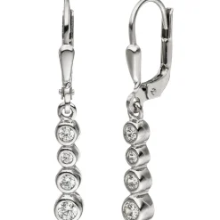 Ohrhänger 3,9x28,6mm Ohrringe mit jeweils 4 Zirkonia weiß 925 Silberhängend