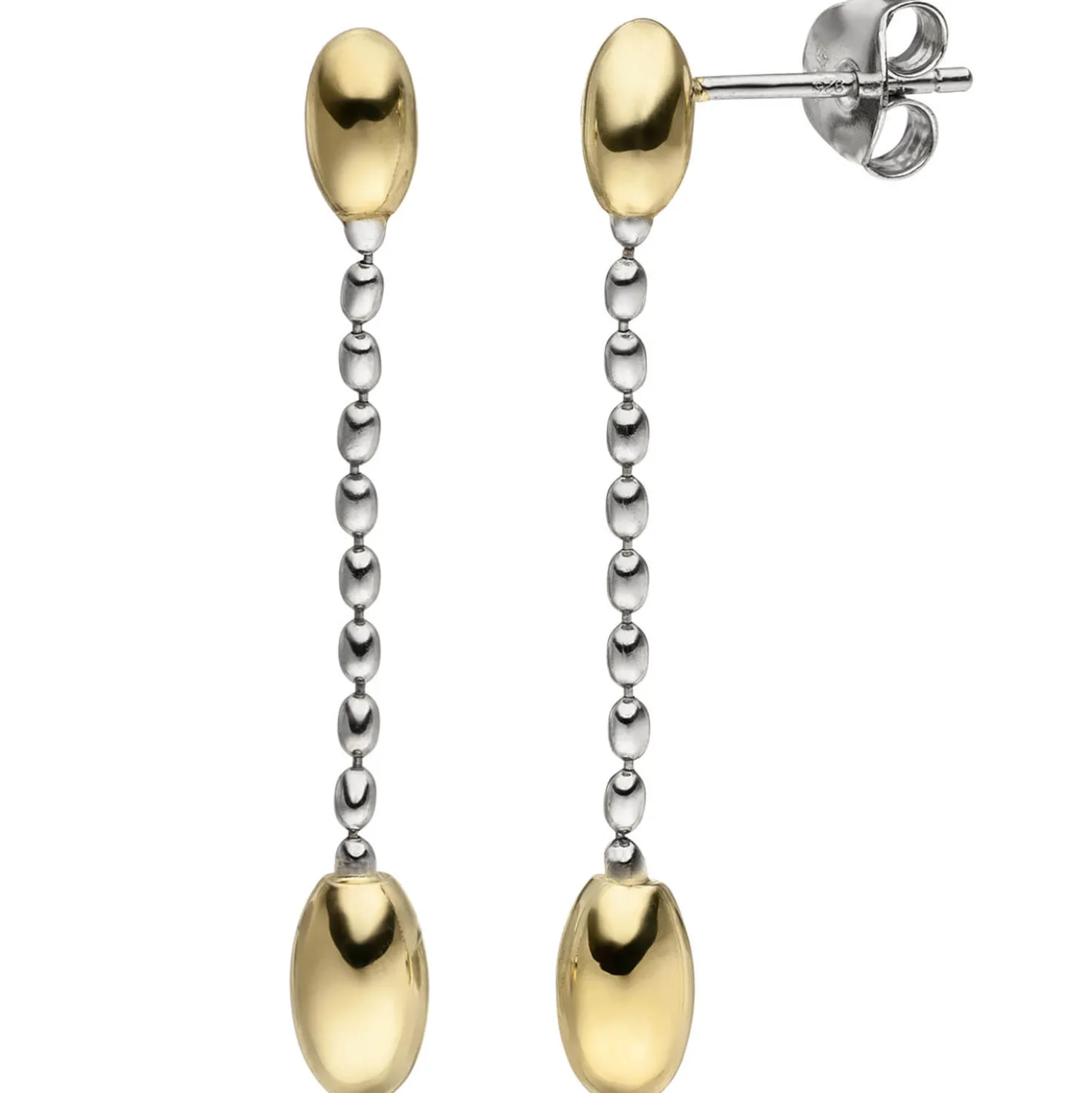 Ohrhänger 4,9x38,8mm Ohrringe mit Kettchen 925 Silber vergoldet mit Gelbgold