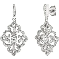 Ohrhänger 17,9x32,9mm Ornament mit 178 Zirkonia 925 Silber Ohrringe