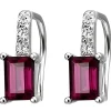 Ohrhänger 5,5x12,9mm 925 Silber 2 Rhodolithe in Smaragdschliff & 6 Zirkonia