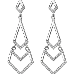 Ohrhänger 15,9x45,4mm 925 Silber 92 weiße Zirkonia Ohrringe Hängerstecker