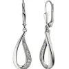 Ohrhänger 9,1x34,8mm Tropfen mit 20 Zirkonia weiß 925 Silber Ohrringe Damen