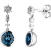 Ohrhänger 7,5x1,9mm 585 Weißgold Brillanten 0.12Ct W/SI 2 Blautopase London blue