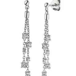 Ohrhänger 12 Zirkonia weiß 925 Silber rhodiniert 41,3x4,1mm Ohrschmuck Ohrringe