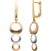 Ohrringe Boutons Kreise 34,5x8,8mm 585 Gold gelb/weiß/rot mattiert tricolor