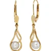 Ohrringe Boutons Ohrhänger 6,6x28,9mm Süßwasser Zuchtperlen 585 Gold Gelbgold