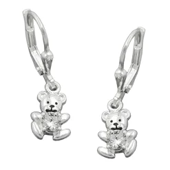 Ohrringe Brisur Ohrhänger 24x7mm Bär Bärchen Zirkonia 925 Silber Kinder