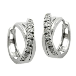 Ohrringe Creole Creolen 12,5x5mm gekreuzt Zirkonia 925 Silber Damenohrringe