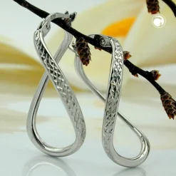 Ohrringe Creole Creolen 30x3mm Möbius Band oval gedreht 925 Silber Damen