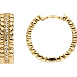 Ohrringe Creolen aus 333 Gold Gelbgold mit 52 Zirkonia Ø 17,3mm glänzend