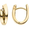 Ohrringe Creolen aus 333 Gold Gelbgold mit 2 Zirkonia 13,6x5,5mm Goldcreolen